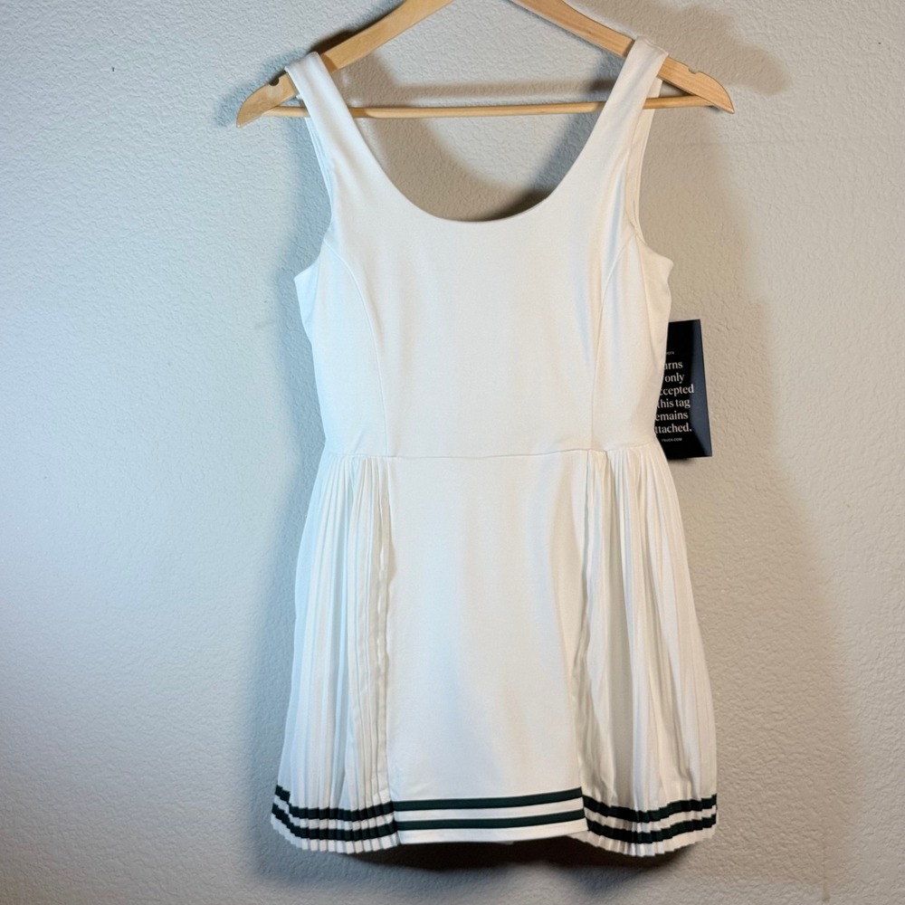 Tuckernuck Studio McGee Tennis Dress White Womens S Pleated Striped Hem NWT - Picture 2 of 10